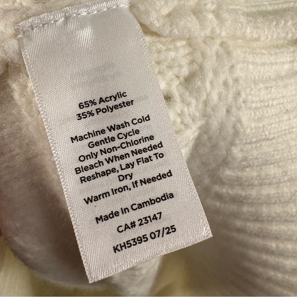 Talbots Ivory Blue Full Zip Fair Isle Cable Knit Cardigan Sweater Fisherman Soft - Picture 15 of 16